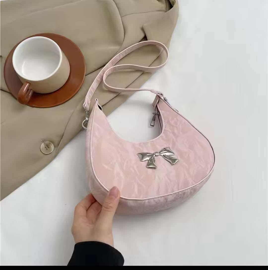PU Leather Women Shoulder Messenger Bag – Fashion Bow Design Casual Commuter Underarm Handbag