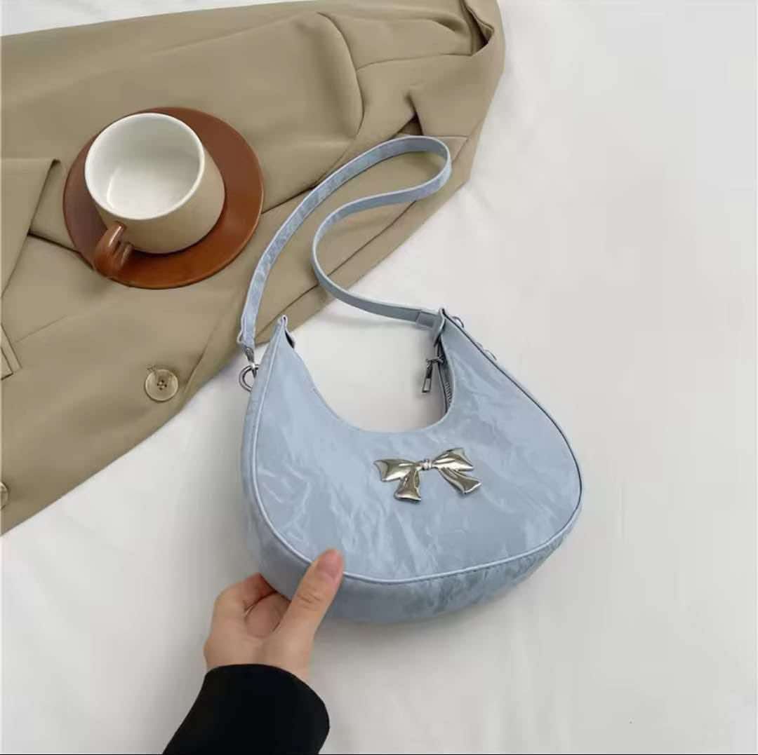 PU Leather Women Shoulder Messenger Bag – Fashion Bow Design Casual Commuter Underarm Handbag - Image 6